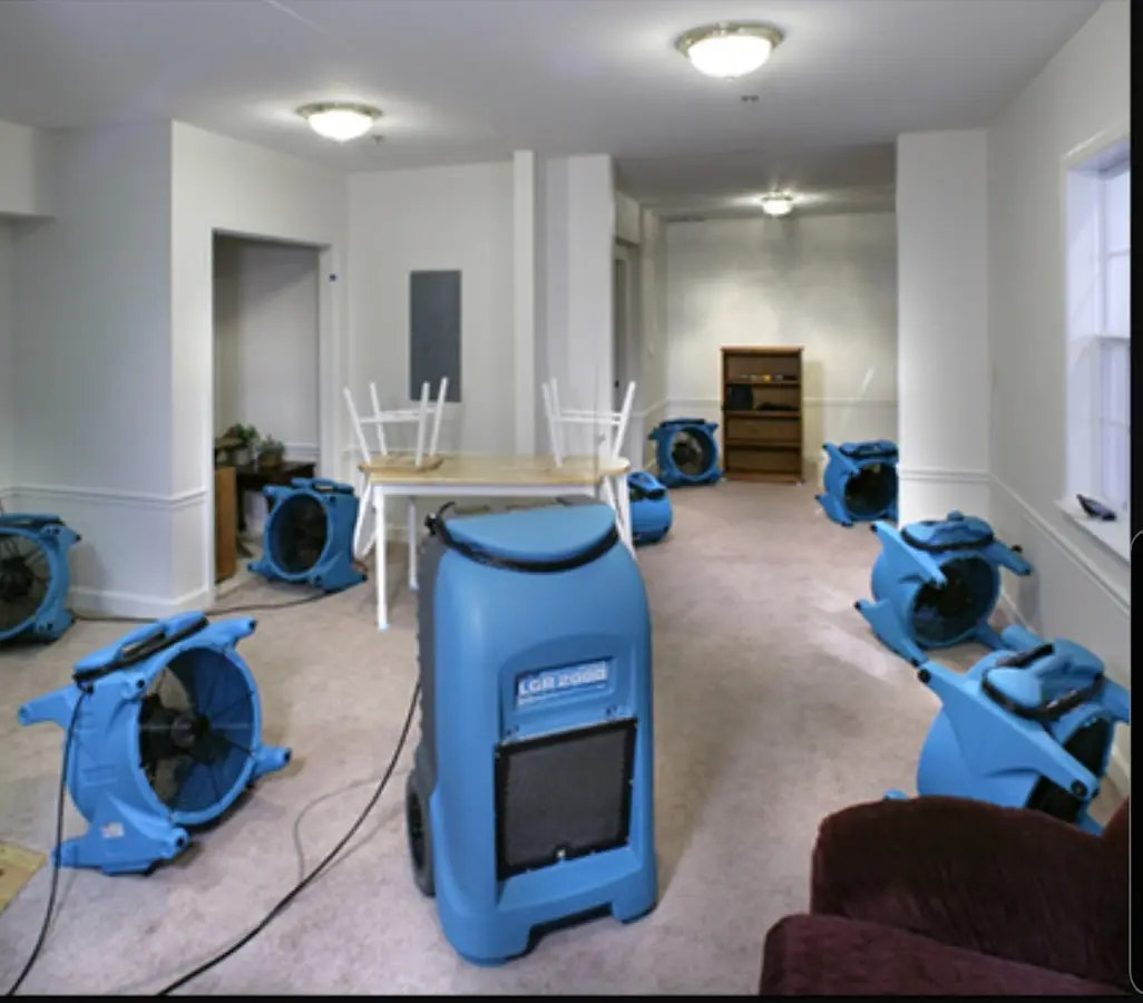Air movers and dehumidifier setup for Water Extraction & Removal in Bluffdale